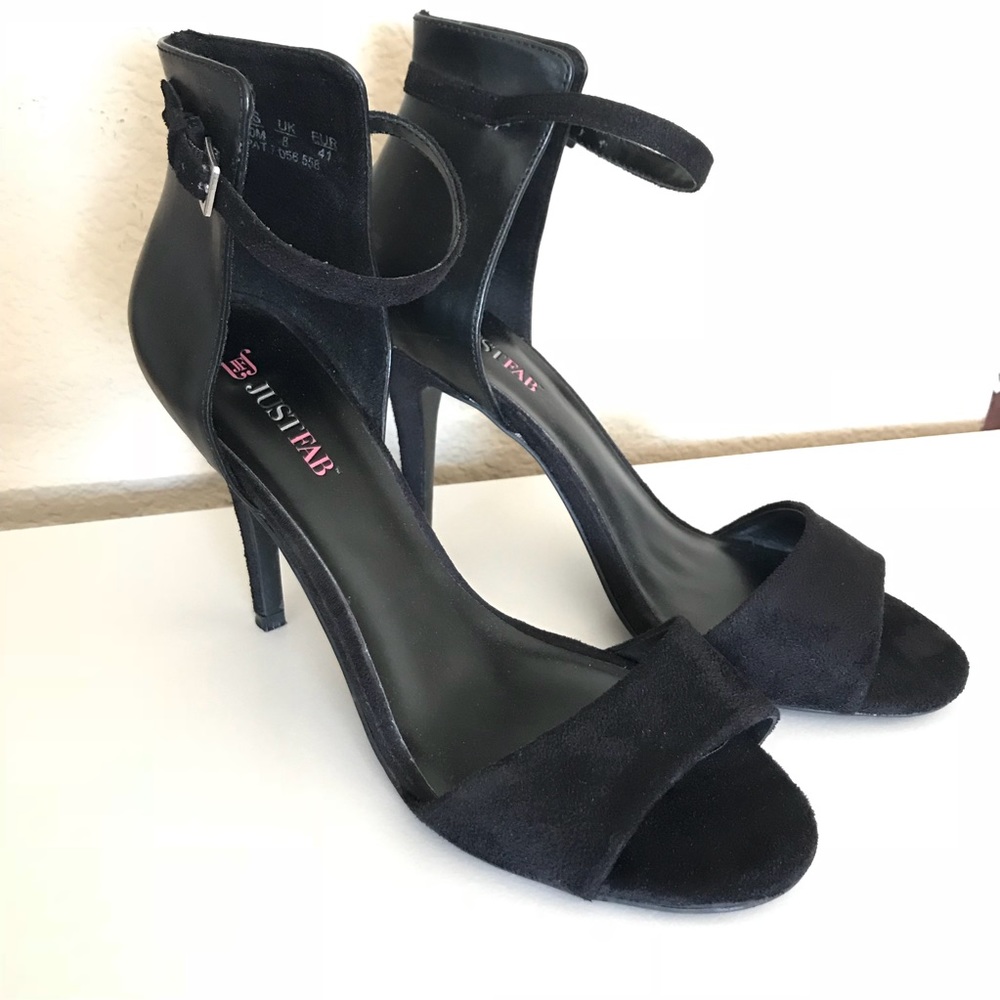 Just fab suede and leather heels